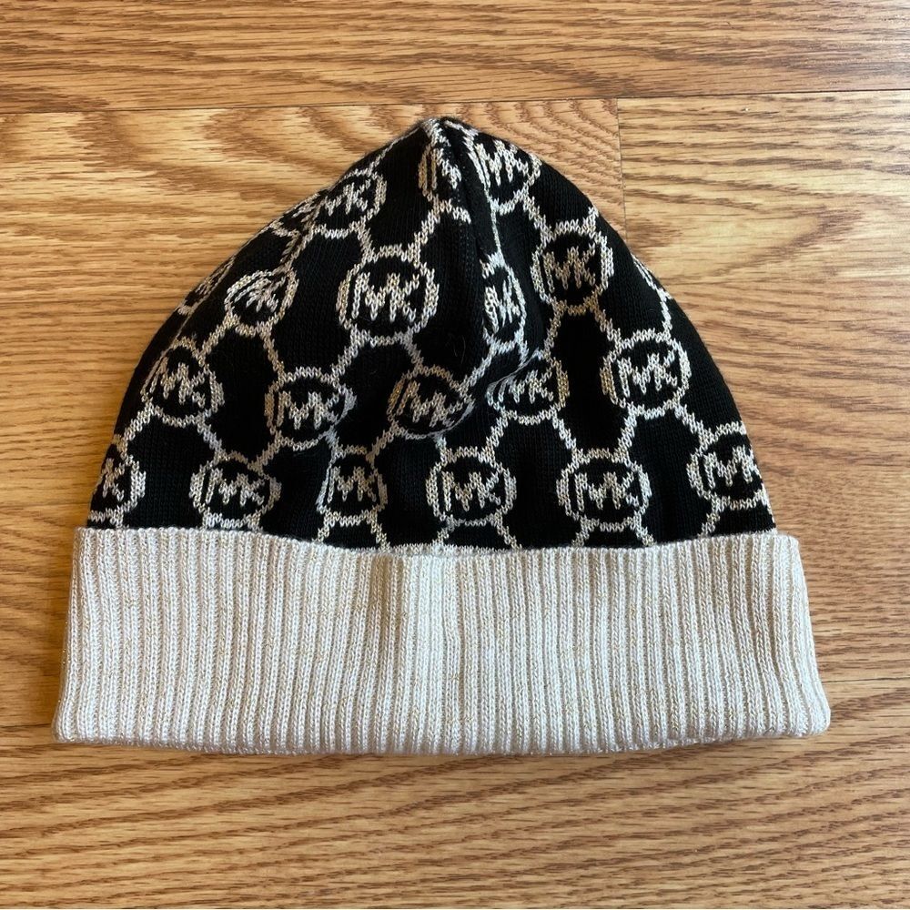 MICHAEL KORS- Black and Gold Beanie Hat